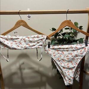 Abercrombie & Fitch Orange Floral Bikini (top size med bottom size large)